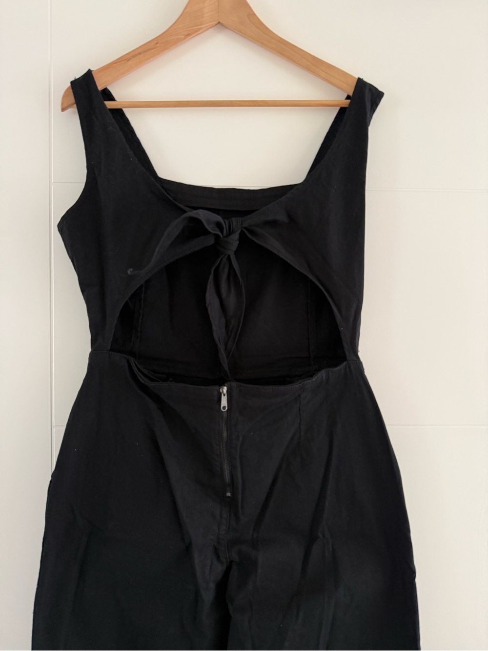 DD77 Black Back Cutout + Tie Jumpsuit, size medium
